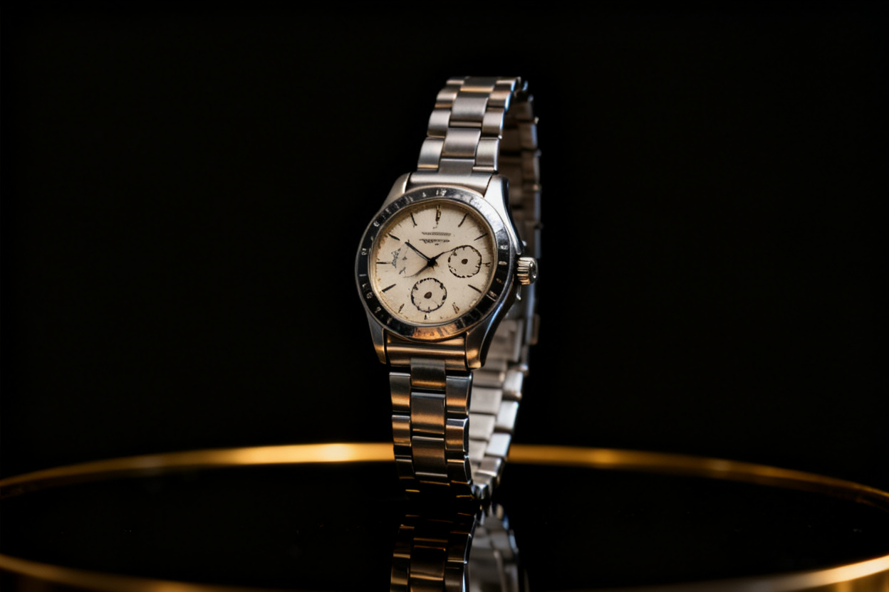 Wristwatch photo turned into a luxury product advertisement — after editing with AI