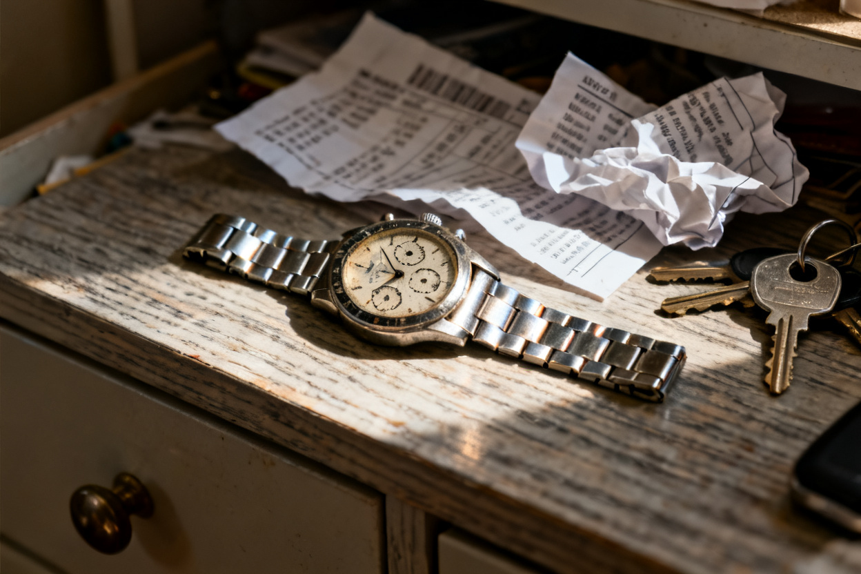 Wristwatch photo turned into a luxury product advertisement — original photo
