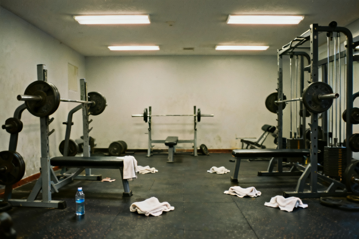 Small gym photo turned into a premium fitness club promo — original photo
