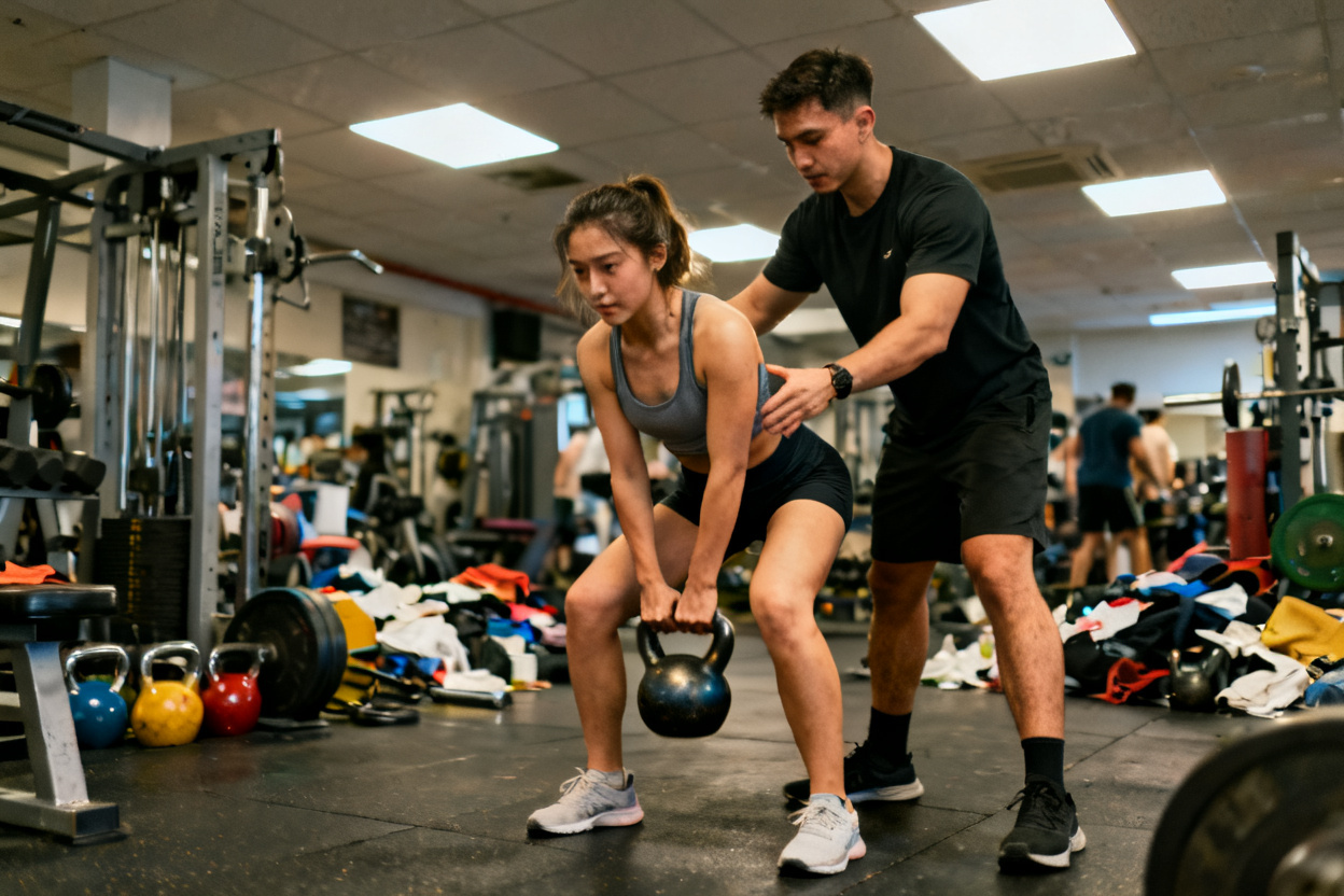Personal training photo turned into a dynamic fitness campaign shot — original photo