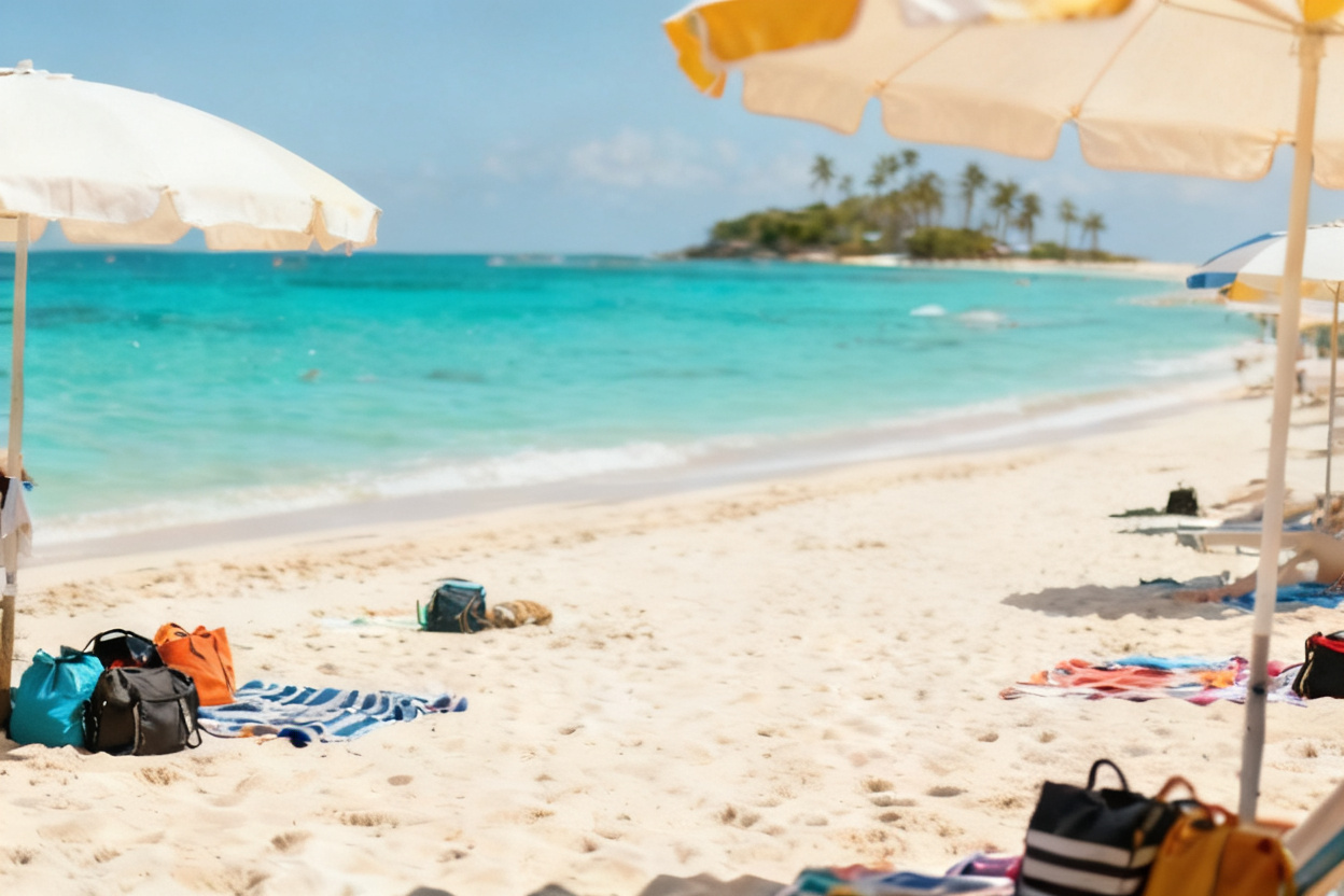 Crowded beach photo cleaned up with AI — after editing with AI