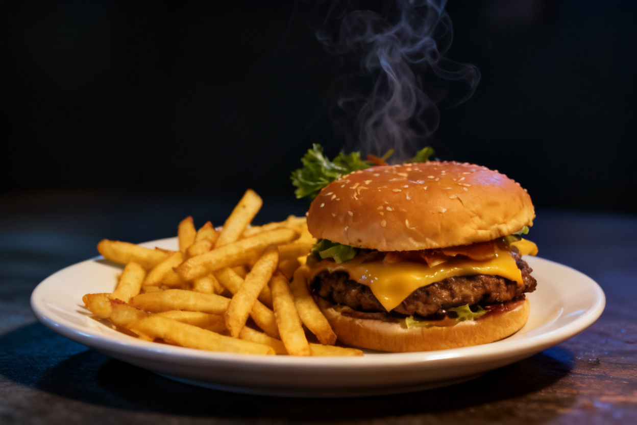 Burger photo turned into professional food photography — after editing with AI