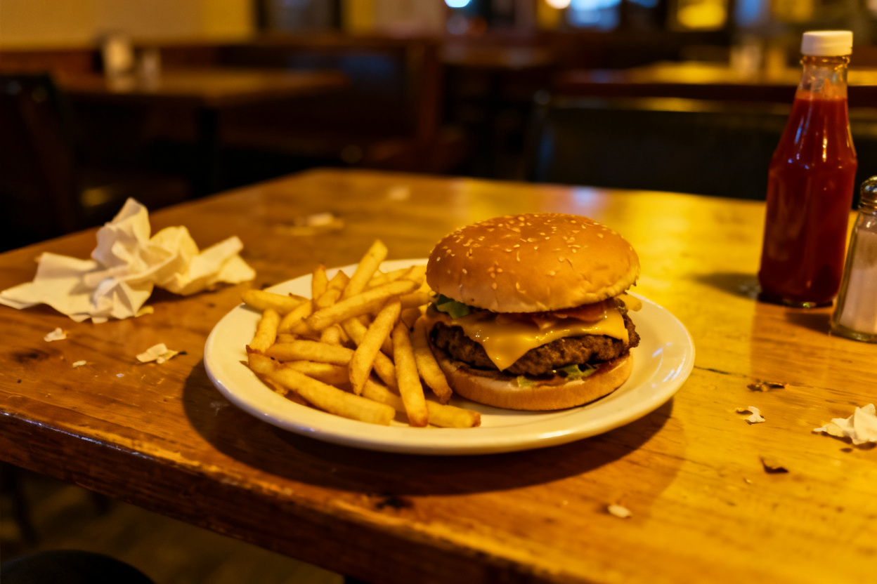 Burger photo turned into professional food photography — original photo